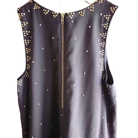 Free People Soho Studded Sleeveless Mini Dress Black w/ Gold Embellished Sz 6 - Picture 8 of 13